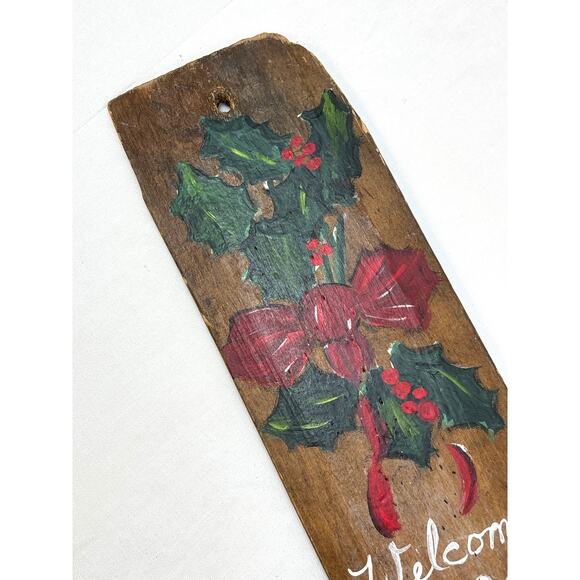 Hand-painted Wooden Holiday repurposed Pelt Hide Stretcher Retro Kitschy Decor - Picture 6 of 10